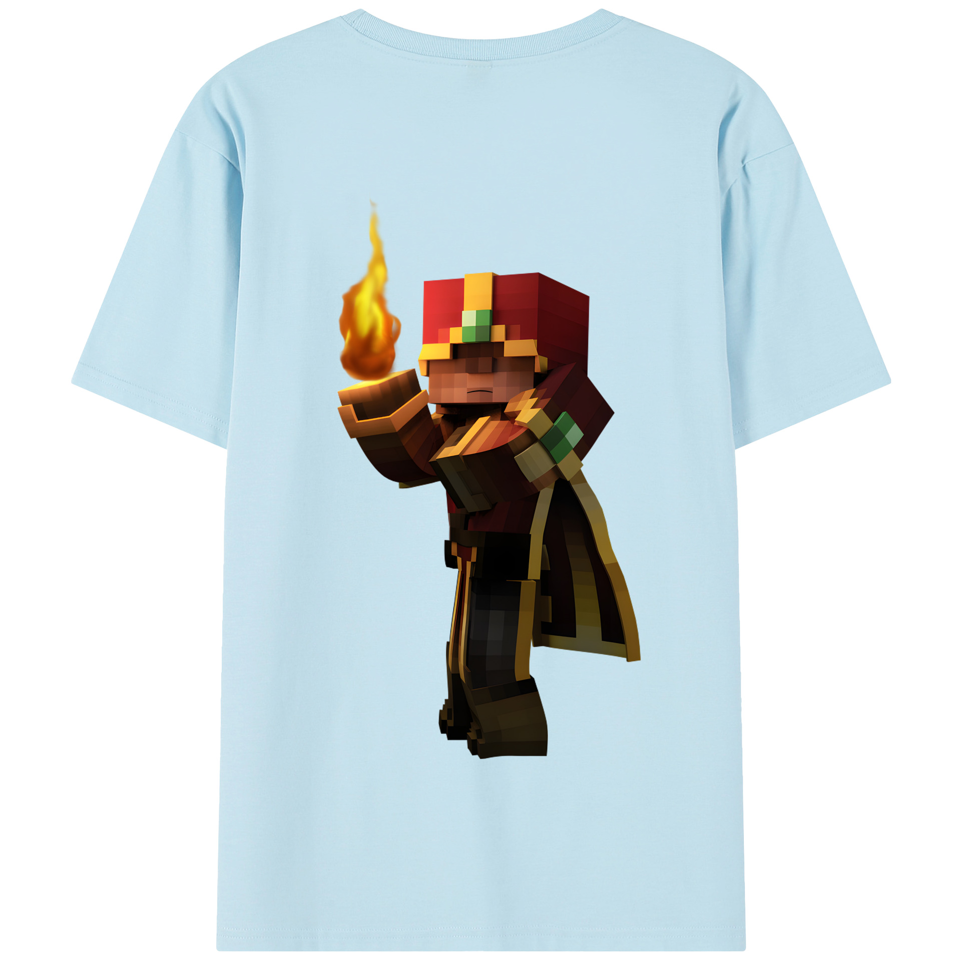 （画像用） マインクラフト ブロックの世界 Minecraft MC Block world 綿100％半袖Tシャツ（背面プリント）